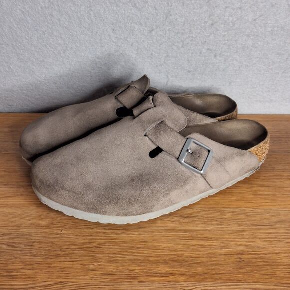 Birkenstock Boston Unisex 41 EU Taupe Suede Clogs Slip On Comfort Shoes - Picture 15 of 16